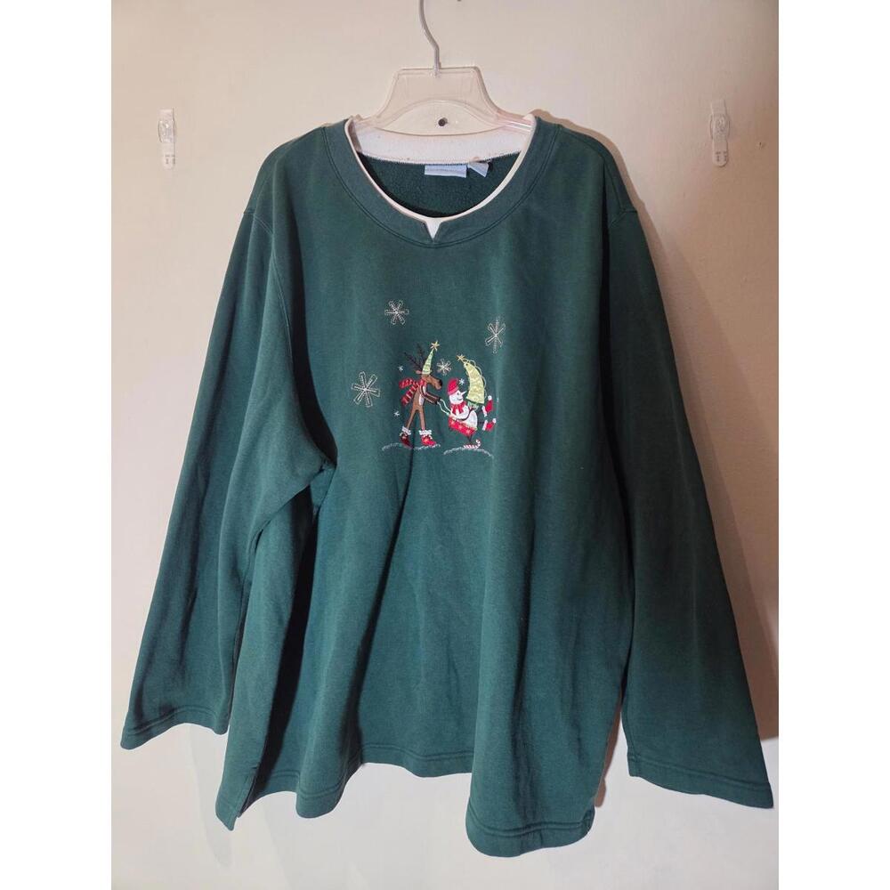 Liz & Me Women's Green Christmas Sweatshirt 3X